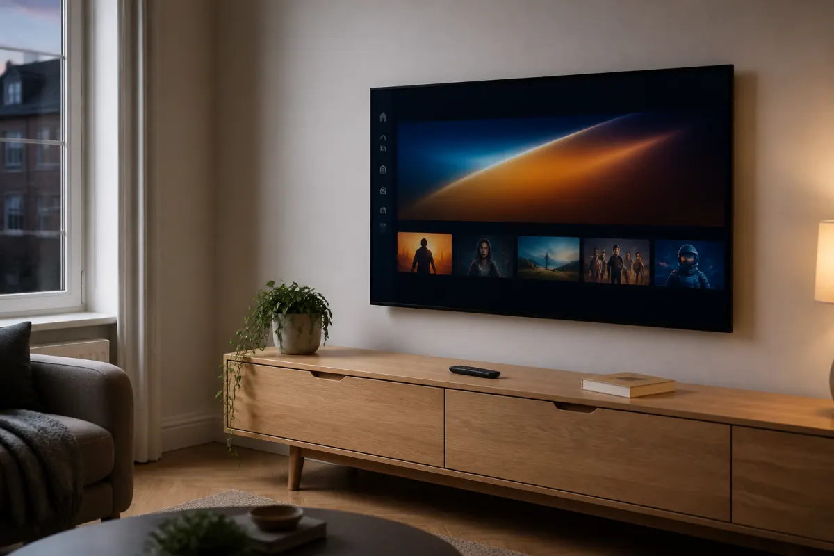 Living room TV ready for IPTV Apps setup